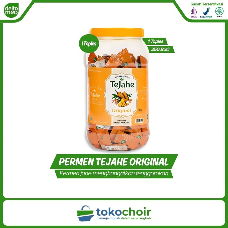 Permen Tejahe Rasa Jahe Original Toples 250 Butir (1 Toples x 250 Butir x 100gr)