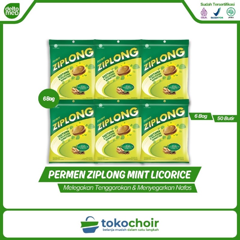Permen Ziplong Mint Licorice (6 Bag x 50 Butir x 100gr)