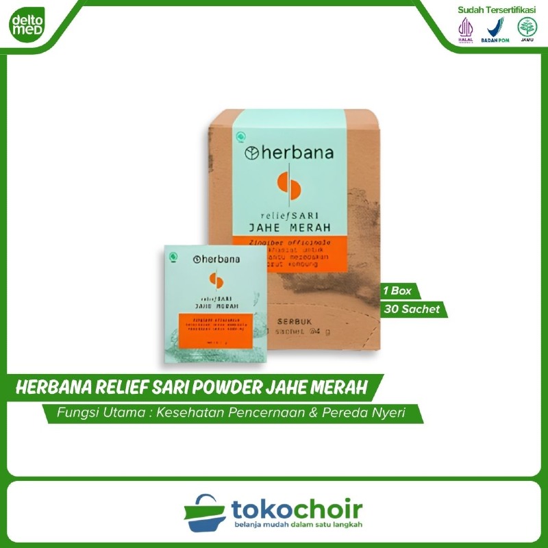 Herbana Relief Sari Powder Jahe Merah (1 Box x 30 Sachet x 4Gr)