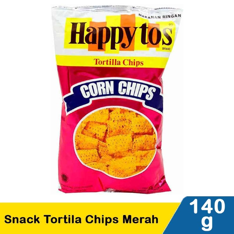 happytos snack tortila chips merah 140g