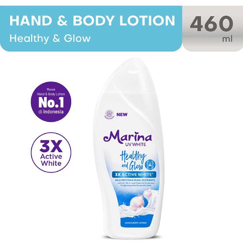 marina hand body lotion uv white healthy & glow 460ml