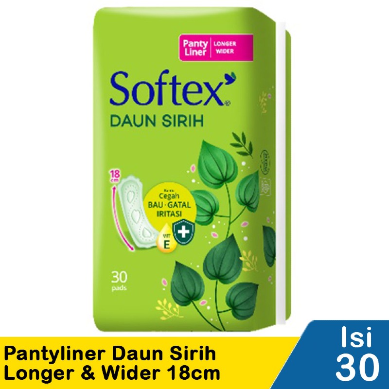 softex panty liners daun sirih 30's longer & wider 18cm