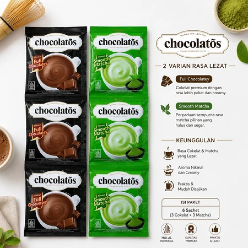 Gerry Chocolatos Drink Rasa Coklat N Matcha | 1 Renceng Isi 10 Sachet