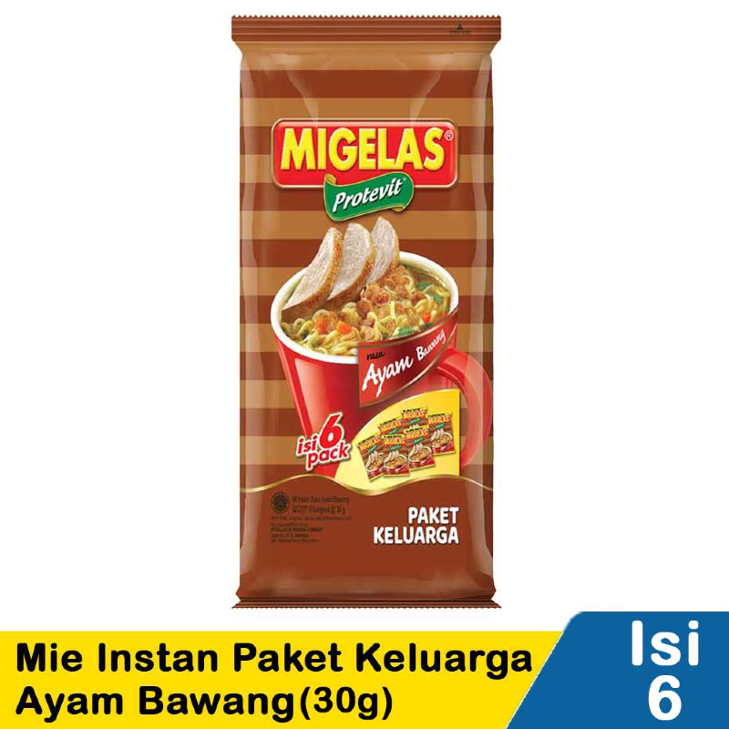 Migelas mie instant paket keluarga ayam bawang 6x28g